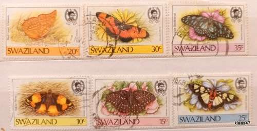 Swaziland - 1987 - Butterflies - 6 Used stamps