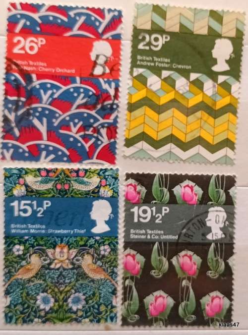 GB - 1982 - Textile Designs - Set of 4 Used stamps