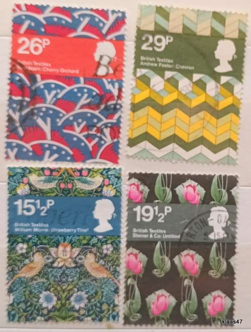 GB - 1982 - Textile Designs - Set of 4 Used stamps