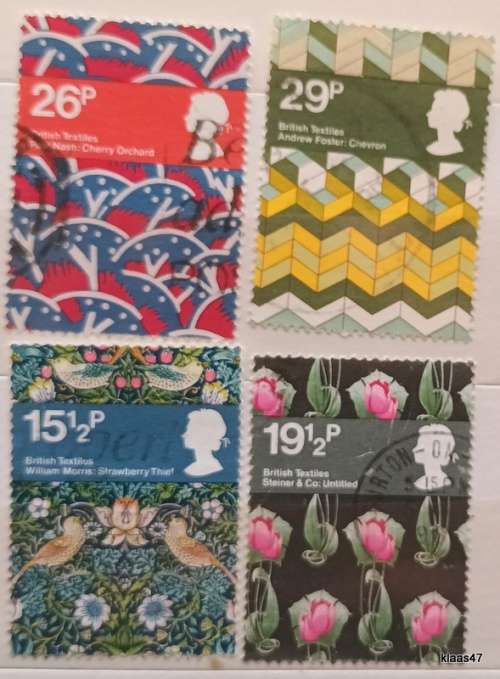 GB - 1982 - Textile Designs - Set of 4 Used stamps