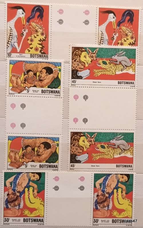 Botswana - 1980 - Tales/Folklore - Set of 4 Mint Gutter Pairs