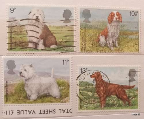 GB - 1979 - Dogs - Set of 4 Used Hinged stamps