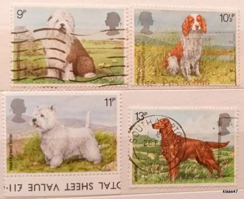 GB - 1979 - Dogs - Set of 4 Used Hinged stamps