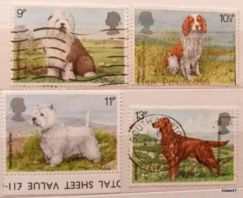 GB - 1979 - Dogs - Set of 4 Used Hinged stamps