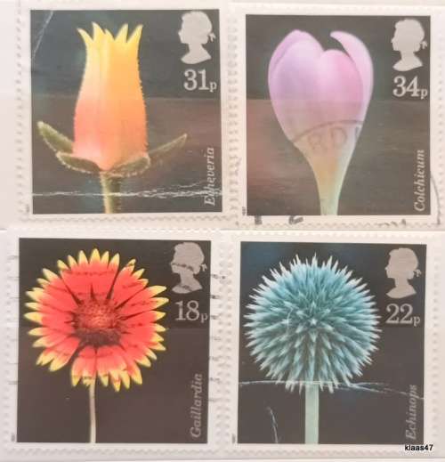 GB - 1987 - Flowers - Set of 4 Used stamps