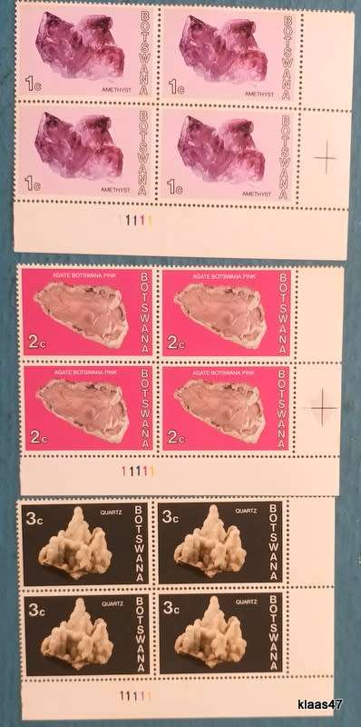 Botswana - 1974 - Gem stones - 3 Mint Blocks of 4 each