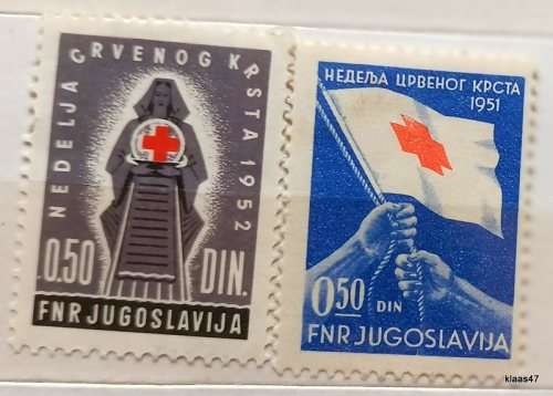 Yugoslavia - 1933 and1951 - Red Cross - 2 Unused Hinged stamps