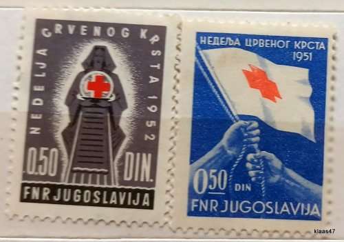 Yugoslavia - 1933 and1951 - Red Cross - 2 Unused Hinged stamps