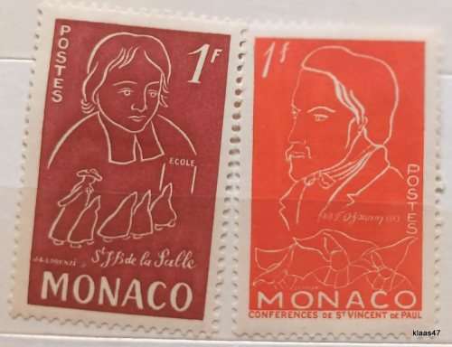 Monaco - 1954 - De la Salle and St Frances de Paul - 2 Unused Hinged stamps