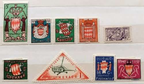 Monaco - 1954 - Coat of Arms Set of 7 Unused Hinged stamps + 2 other stamps