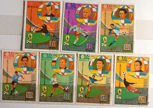 Equatorial Guinea - 1974 - Football World Cup, Germany - 7 Cancelled Hinged stamps