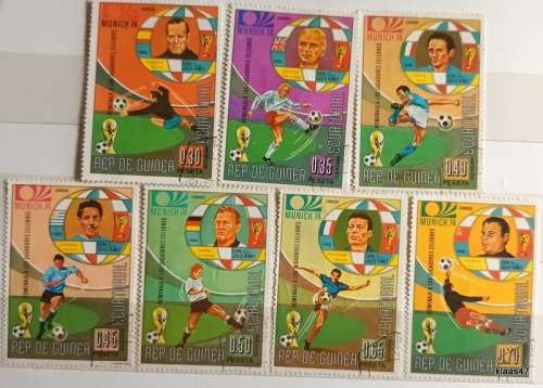 Equatorial Guinea - 1974 - Football World Cup, Germany - 7 Cancelled Hinged stamps