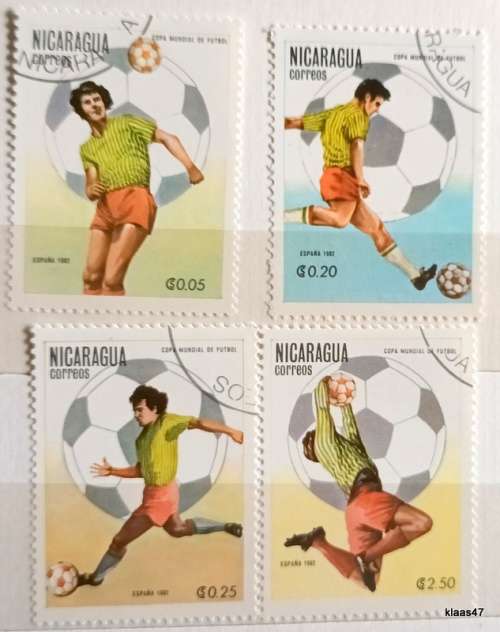 Nicaragua - 1982 - Football - Spain`s World Cup Championship - 4 Cancelled stamps