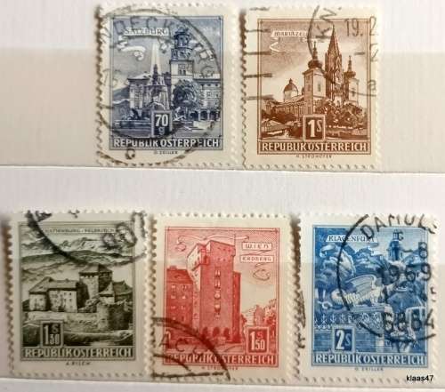 Austria - 1950`s - Historic Buildings - 5 Used stamps