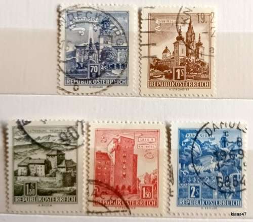 Austria - 1950`s - Historic Buildings - 5 Used stamps