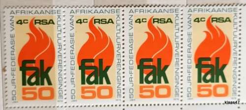 RSA - 1979 - 50 Yr Federasie van Afrikaanse Kultuur - Block of 4 Unused stamps