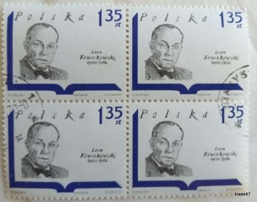 Poland - 1969 - Leon Kruczkowski (Writer) - Block of 4 cancelled stamps