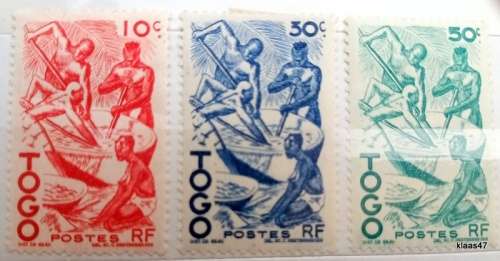 French Togo - 1947 - Palm Oil Extraction - Set of 3 Unused Hinged stamps