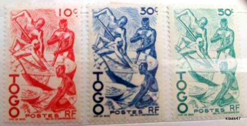 French Togo - 1947 - Palm Oil Extraction - Set of 3 Unused Hinged stamps