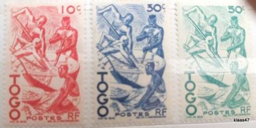 French Togo - 1947 - Palm Oil Extraction - Set of 3 Unused Hinged stamps