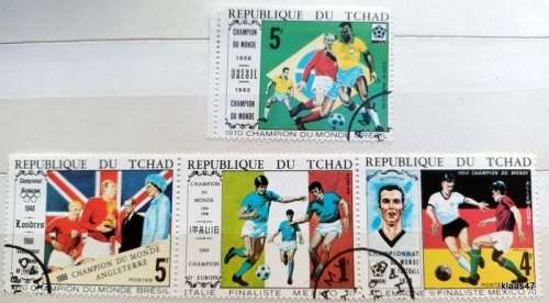 Chad - 1970 - Soccer World Cup -  Set of 4 Cancelled Hinged stamps