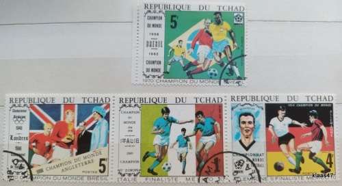 Chad - 1970 - Soccer World Cup -  Set of 4 Cancelled Hinged stamps