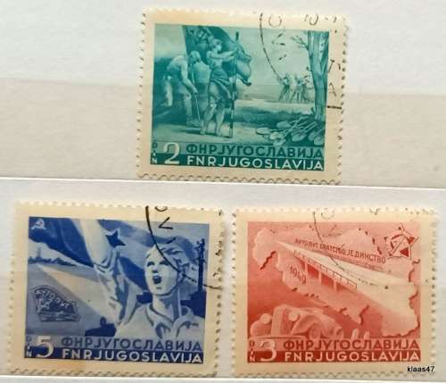 Yugoslavia - 1950 - Beograd-Zagreb highway - Set of 3 Cancelled stamps