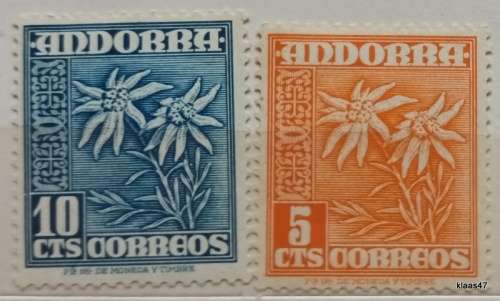 Spanish Andora - 1951 - Edelweiss - 2 Unused Hinged stamps