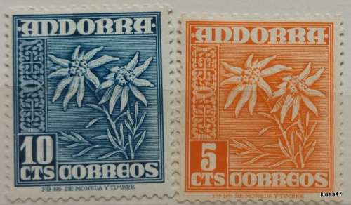 Spanish Andora - 1951 - Edelweiss - 2 Unused Hinged stamps