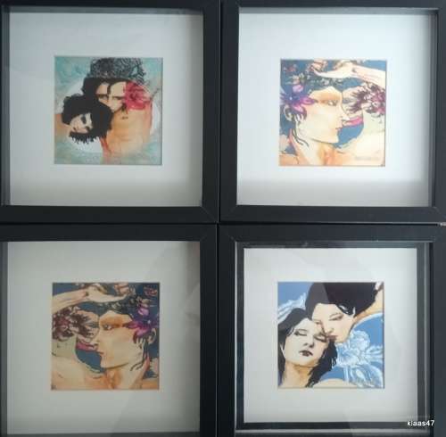Set of 4 Original Paintings - each 23x23x4.5cm - Ava Grauls