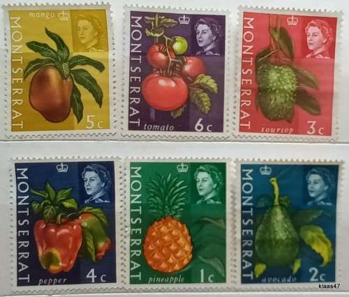 Montserrat - 1965 - Fruits and Vegetables - 6 Used stamps