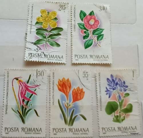 Romania - 1980 - Flowers - 5 Used stamps