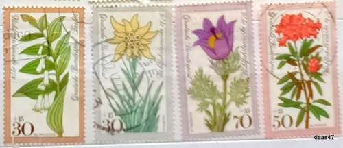 Germany - 1975 - Charity Stamps - Flowers (series 1) - 4 Used stamps