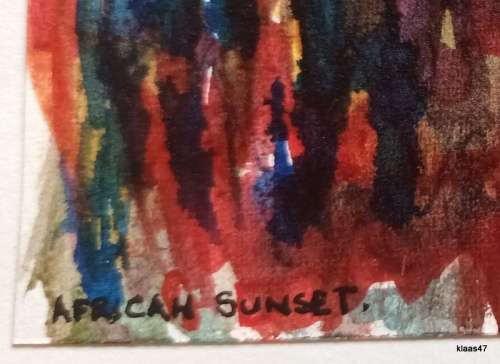 Unframed African Sunset by V Levy 1961