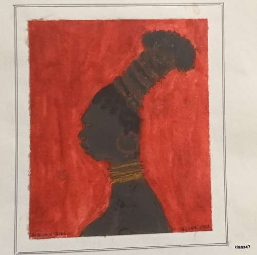 Unframed African Girl by V Levy 1961