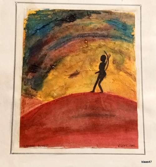 Unframed Kalahari Sunset by V Levy 1961