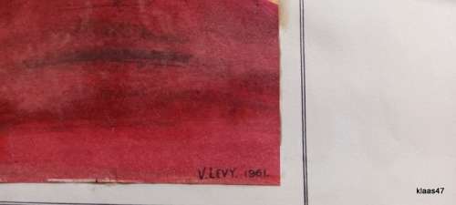 Unframed Kalahari Sunset by V Levy 1961