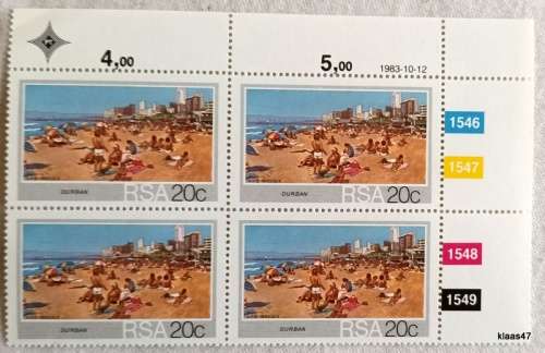 RSA - 1983 - Tourism - Set of 4 Control Blocks of 4 each (Mint)