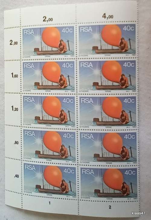 RSA - 1983 - South African Weather Stations - Set of 4 Blocks of 10 stamps each (mint)