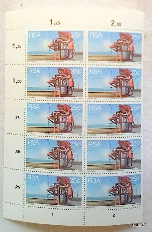 RSA - 1983 - South African Weather Stations - Set of 4 Blocks of 10 stamps each (mint)