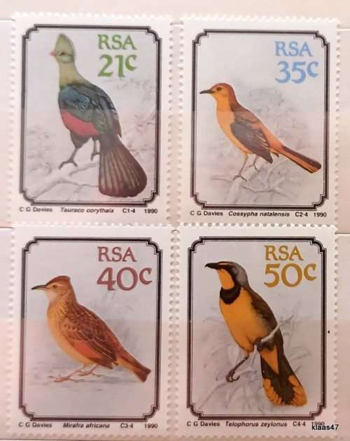 RSA - 1990 - Birds - Set of 4 Mint stamps