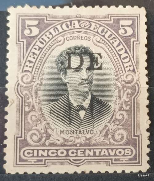 Ecuador - 1899 - Juan Montalvo - Overprint: D E - 1 Unused stamp