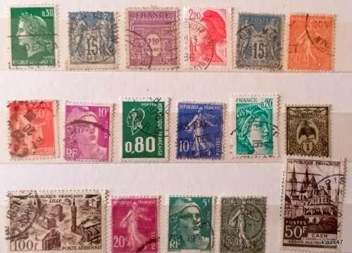 France - Mixed Lot of 17 Used stamps