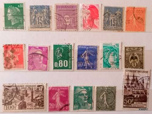 France - Mixed Lot of 17 Used stamps