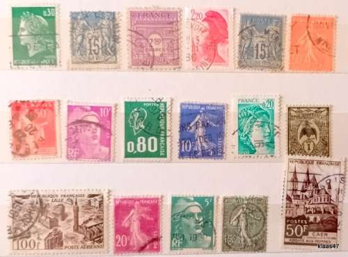 France - Mixed Lot of 17 Used stamps