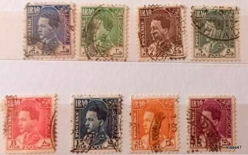 Iraq - 1934/38 - King Ghasi I - 8 Used Hinged stamps