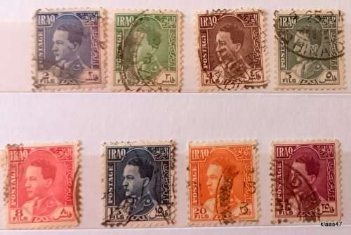 Iraq - 1934/38 - King Ghasi I - 8 Used Hinged stamps