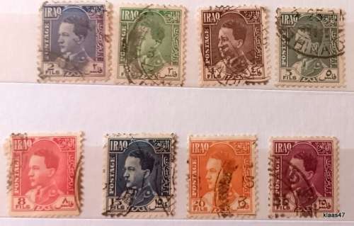 Iraq - 1934/38 - King Ghasi I - 8 Used Hinged stamps