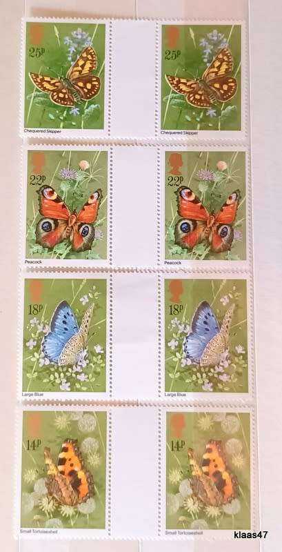 GB - 1981 - Butterflies - Set of 4 Mint Gutter Pairs