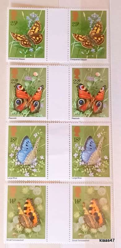 GB - 1981 - Butterflies - Set of 4 Mint Gutter Pairs